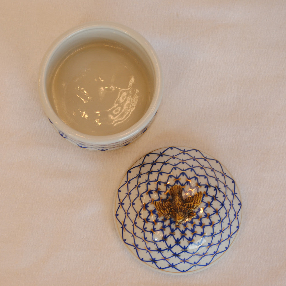 小物入れ BOX 蓋付ボックス コットンパッドホルダー 陶磁器 真鍮 小物入れ 円柱型 陶器 雑貨 アラベスク アンティーク調 シノワズリー インテリア雑貨 1564040