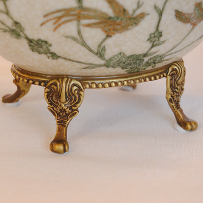 コンポート トンボ 陶磁器 真鍮 小物入れ 脚付き 雑貨 ソープディッシュ アンティーク調 シノワズリー 収納箱 インテリア雑貨 1564044