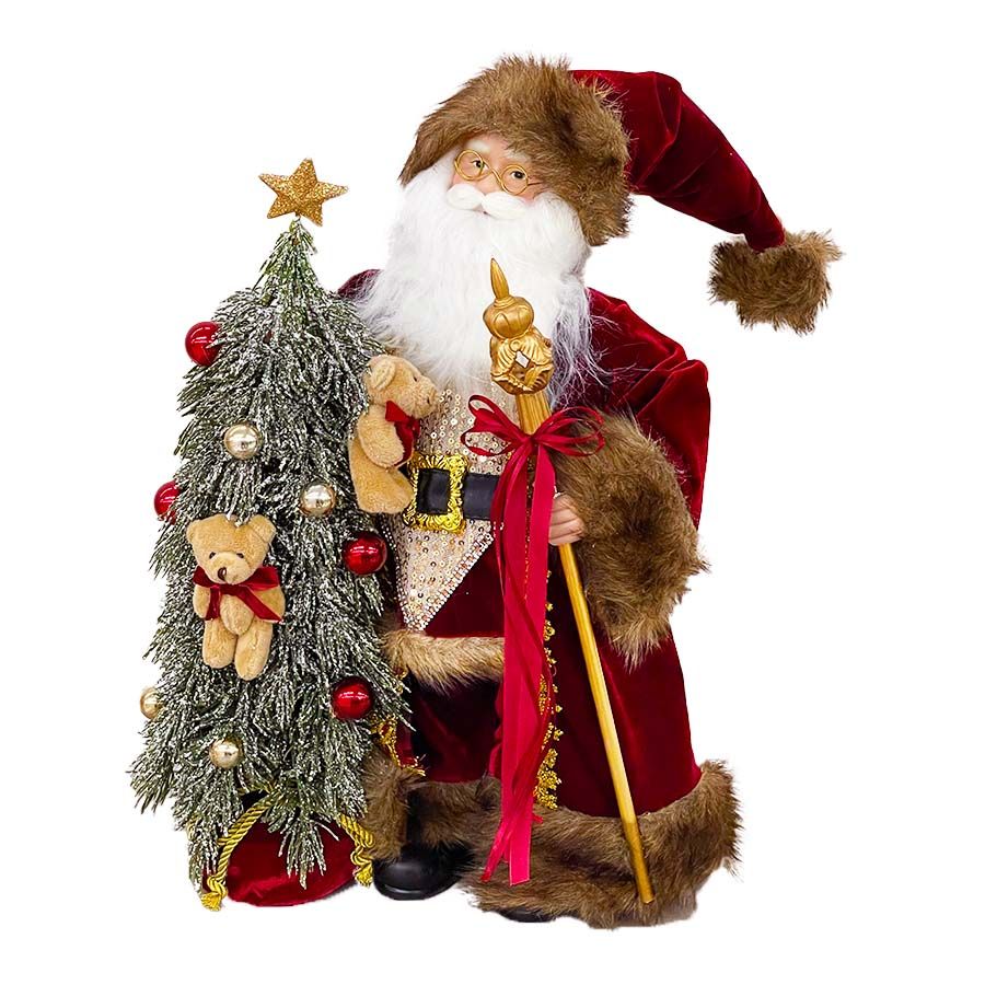 サンタクロース 北欧 クリスマスグッズ オーナメント ノエル 人形 ドール クリスマスサンタ ボルドー 高さ53cm 置物 15804SA