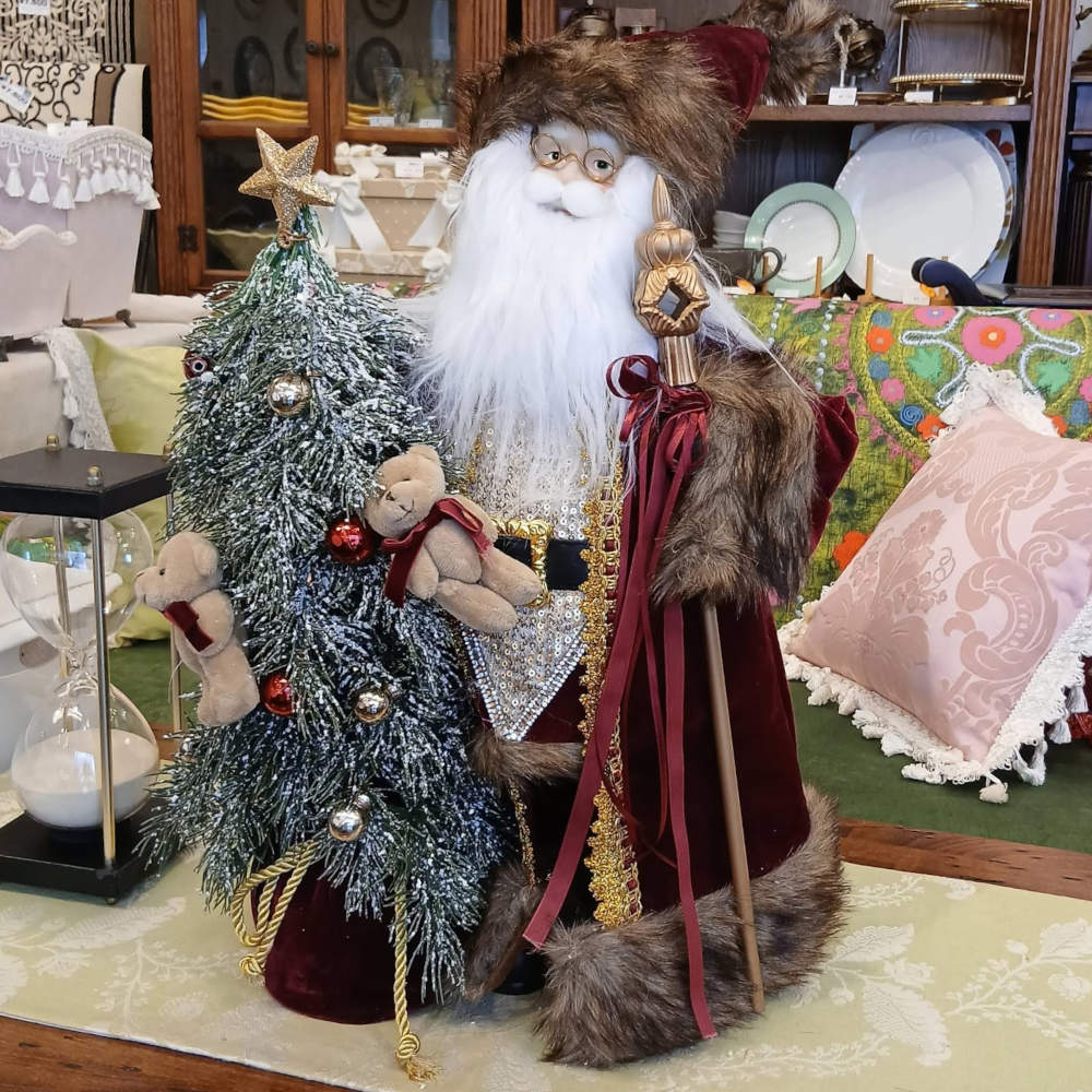 サンタクロース 北欧 クリスマスグッズ オーナメント ノエル 人形 ドール クリスマスサンタ ボルドー 高さ53cm 置物 15804SA