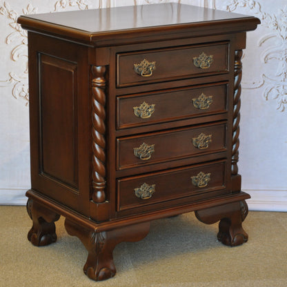 チェスト ナイトスタンドテーブル 4段チェスト ランプテーブル マホガニー家具 アンティーク風家具 アンティーク調 マホガニー無垢材 160002