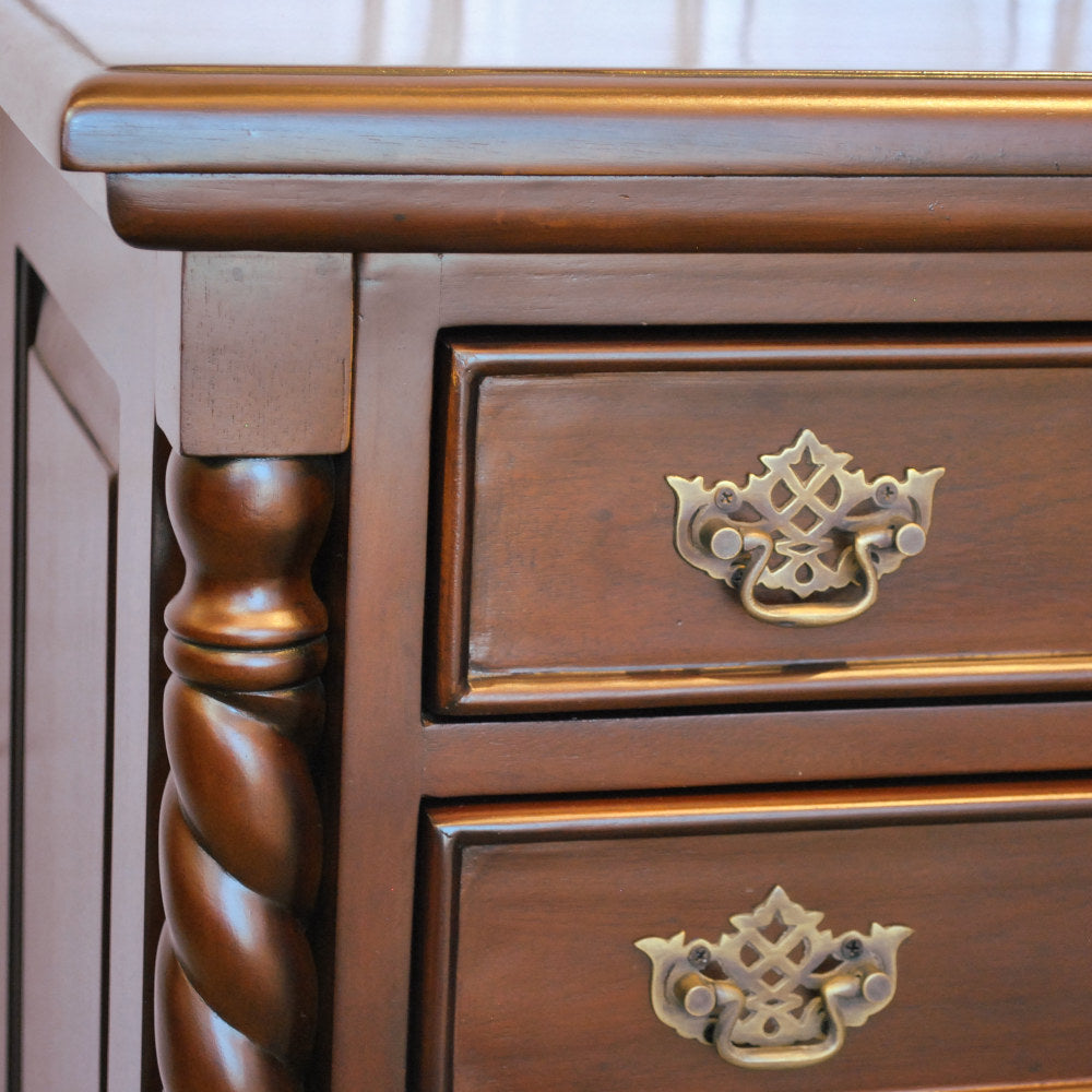 チェスト ナイトスタンドテーブル 4段チェスト ランプテーブル マホガニー家具 アンティーク風家具 アンティーク調 マホガニー無垢材 160002