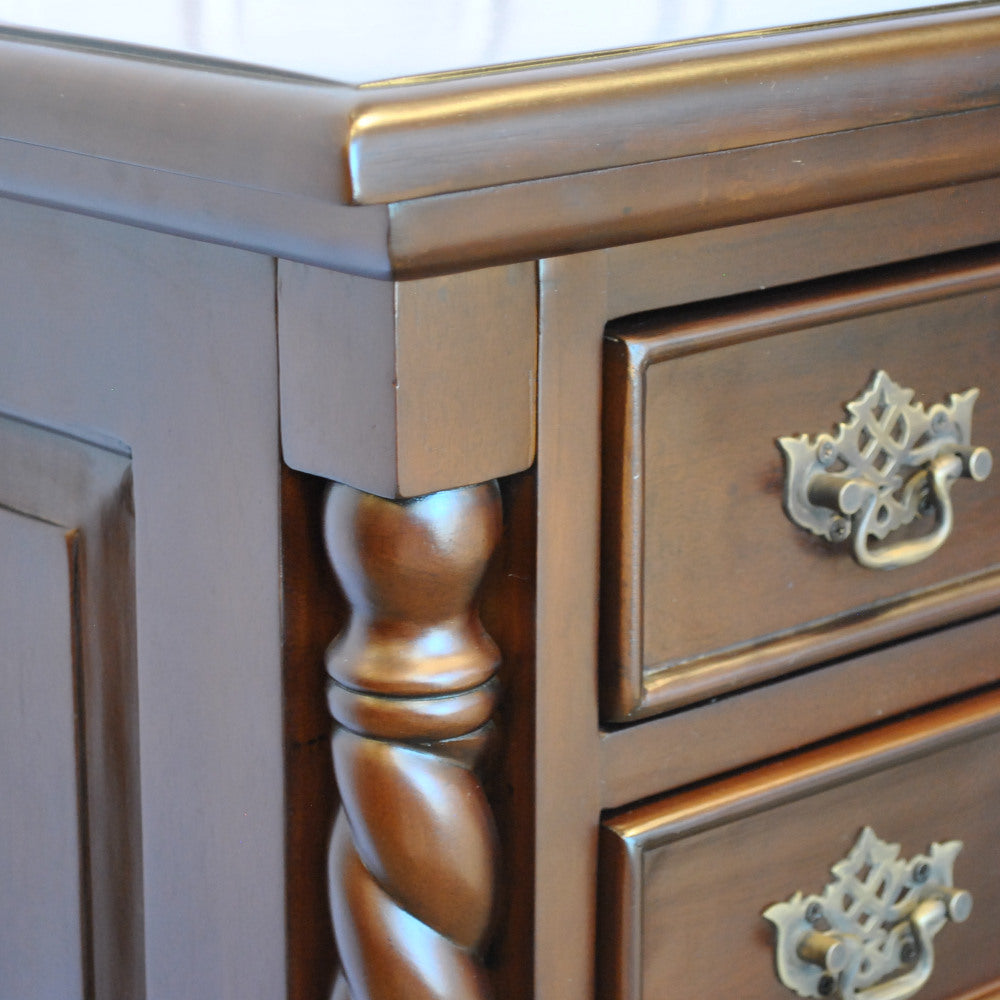 チェスト ナイトスタンドテーブル 4段チェスト ランプテーブル マホガニー家具 アンティーク風家具 アンティーク調 マホガニー無垢材 160002