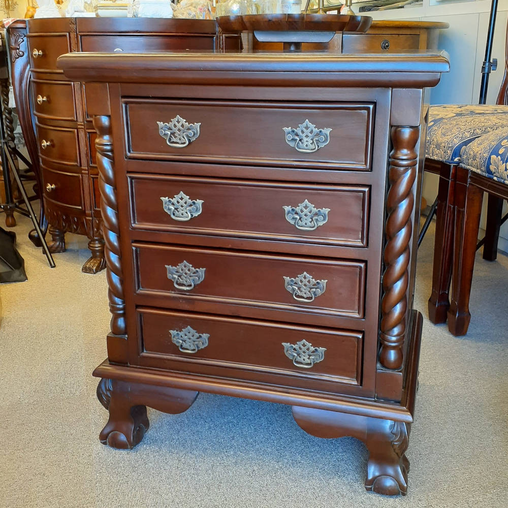 チェスト ナイトスタンドテーブル 4段チェスト ランプテーブル マホガニー家具 アンティーク風家具 アンティーク調 マホガニー無垢材 160002