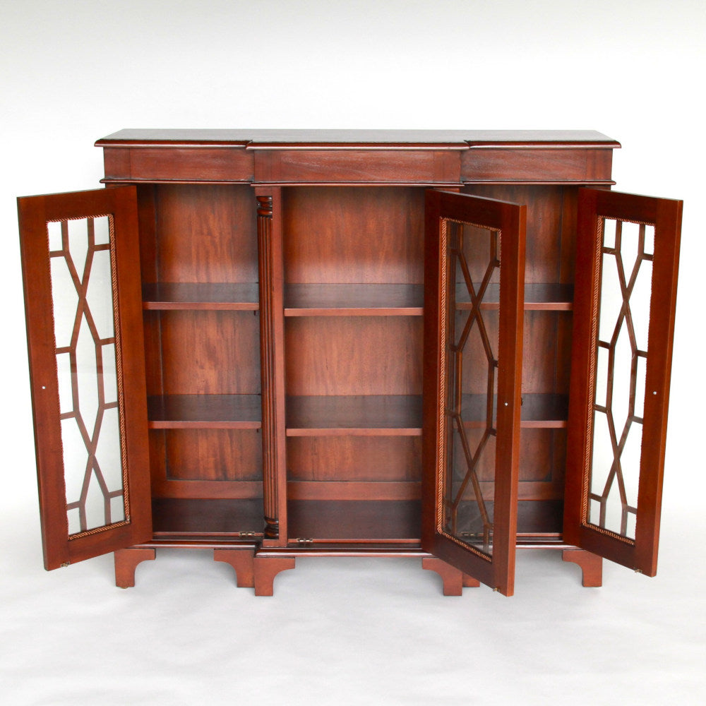 キャビネット ショーケース アンティーク風家具 ディスプレイキャビネット 3ドアキャビネット コレクションボード マホガニー無垢材家具 アンティーク風 160003