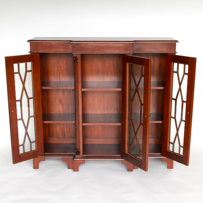 キャビネット ショーケース アンティーク風家具 ディスプレイキャビネット 3ドアキャビネット コレクションボード マホガニー無垢材家具 アンティーク風 160003