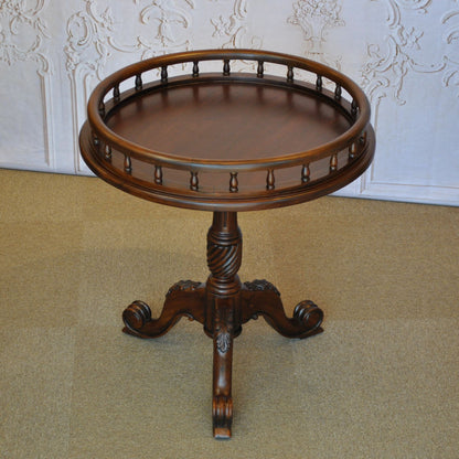 ティーテーブル テーブル サイドテーブル ランプテーブル マホガニー家具 アンティーク風家具 アンティーク調 マホガニー無垢材 バラスターテーブル 160005