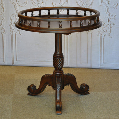 ティーテーブル テーブル サイドテーブル ランプテーブル マホガニー家具 アンティーク風家具 アンティーク調 マホガニー無垢材 バラスターテーブル 160005