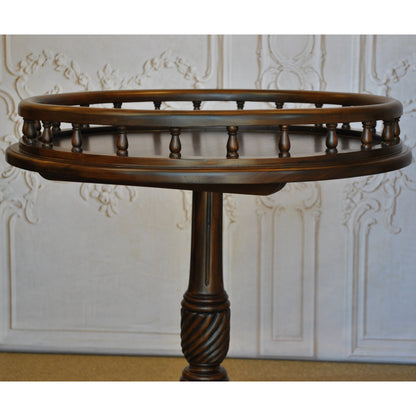 ティーテーブル テーブル サイドテーブル ランプテーブル マホガニー家具 アンティーク風家具 アンティーク調 マホガニー無垢材 バラスターテーブル 160005