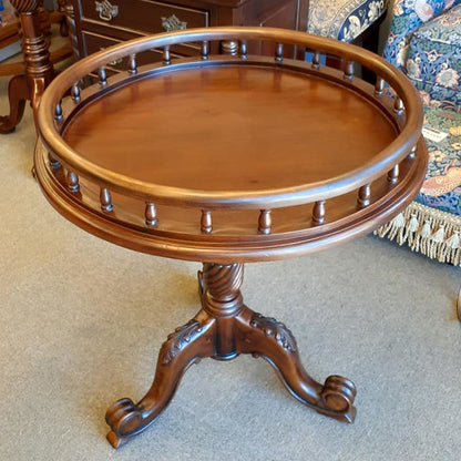 ティーテーブル テーブル サイドテーブル ランプテーブル マホガニー家具 アンティーク風家具 アンティーク調 マホガニー無垢材 バラスターテーブル 160005