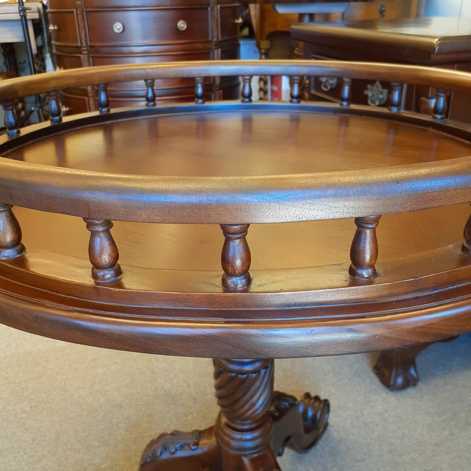 ティーテーブル テーブル サイドテーブル ランプテーブル マホガニー家具 アンティーク風家具 アンティーク調 マホガニー無垢材 バラスターテーブル 160005