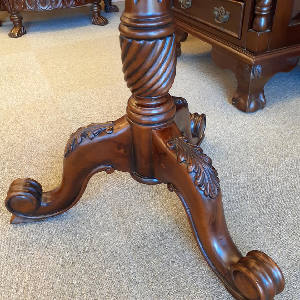 ティーテーブル テーブル サイドテーブル ランプテーブル マホガニー家具 アンティーク風家具 アンティーク調 マホガニー無垢材 バラスターテーブル 160005