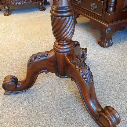 ティーテーブル テーブル サイドテーブル ランプテーブル マホガニー家具 アンティーク風家具 アンティーク調 マホガニー無垢材 バラスターテーブル 160005