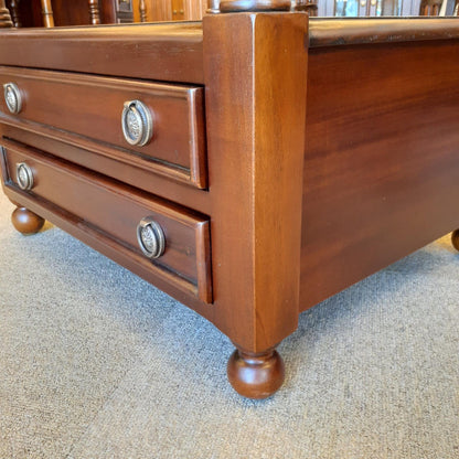 サイドテーブル スモールテーブル トレイテーブル アンティーク風家具 2ドロワーサイドテーブル マホガニー家具 マホガニー無垢材家具 160008