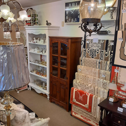 カップボード キャビネット ガラスドアキャビネット 食器棚 ブックケース 本棚 オーク材家具 オーク無垢材 アンティーク風家具 177006