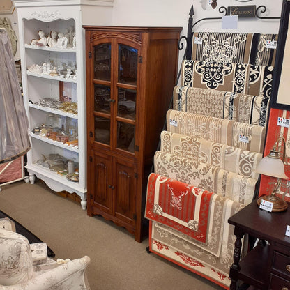 カップボード キャビネット ガラスドアキャビネット 食器棚 ブックケース 本棚 オーク材家具 オーク無垢材 アンティーク風家具 177006