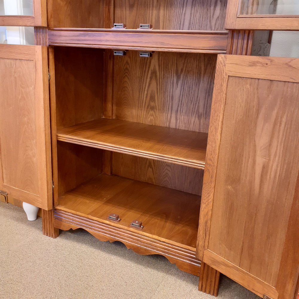 カップボード キャビネット ガラスドアキャビネット 食器棚 ブックケース 本棚 オーク材家具 オーク無垢材 アンティーク風家具 177006