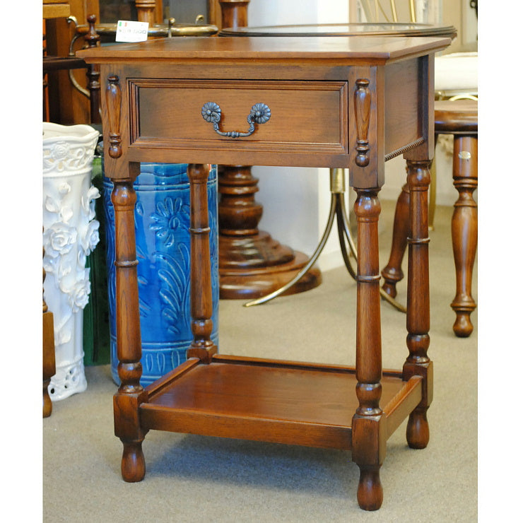 サイドテーブル おしゃれ 電話台 英国 アンティーク テーブル ベッドサイドテーブル オーク無垢 チェスト クラシック 177007