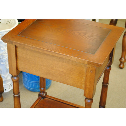 サイドテーブル おしゃれ 電話台 英国 アンティーク テーブル ベッドサイドテーブル オーク無垢 チェスト クラシック 177007