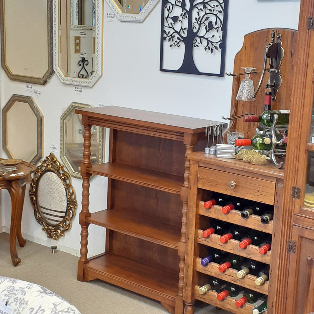 シェルフ 3段シェルフ オープンシェルフ 本棚 英国アンティーク風シェルフ ブックケース オープン3段シェルフ 飾り棚 オーク材家具 アンティーク風家具 177014