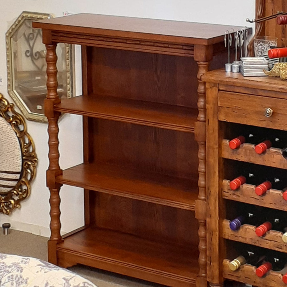 シェルフ 3段シェルフ オープンシェルフ 本棚 英国アンティーク風シェルフ ブックケース オープン3段シェルフ 飾り棚 オーク材家具 アンティーク風家具 177014