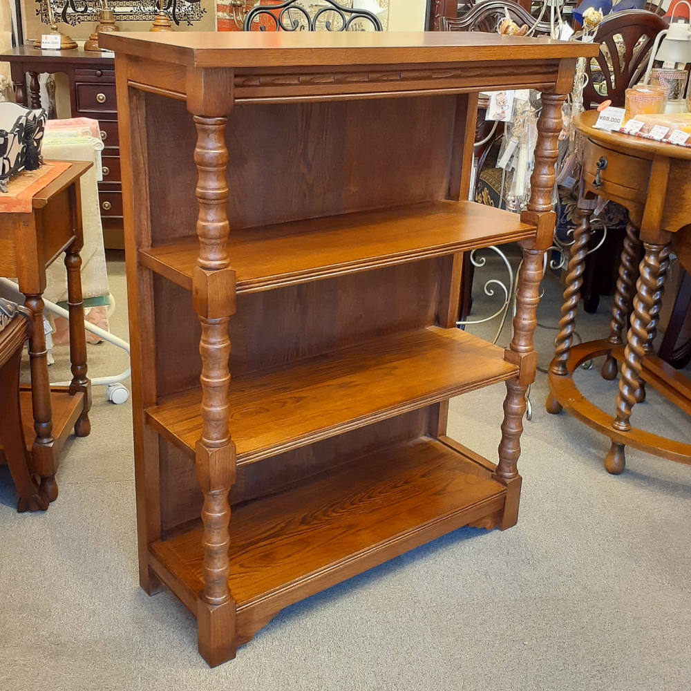 シェルフ 3段シェルフ オープンシェルフ 本棚 英国アンティーク風シェルフ ブックケース オープン3段シェルフ 飾り棚 オーク材家具 アンティーク風家具 177014