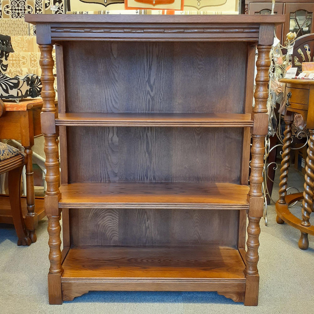 シェルフ 3段シェルフ オープンシェルフ 本棚 英国アンティーク風シェルフ ブックケース オープン3段シェルフ 飾り棚 オーク材家具 アンティーク風家具 177014