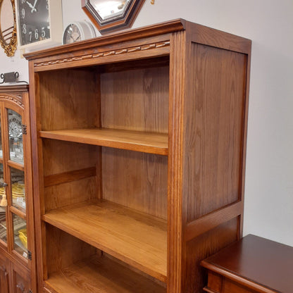 ブックシェルフ 英国アンティーク風オープンキャビネット 本棚 ドアキャビネット 本箱 ブックケース オーク材家具 オーク無垢材 アンティーク風家具 177015