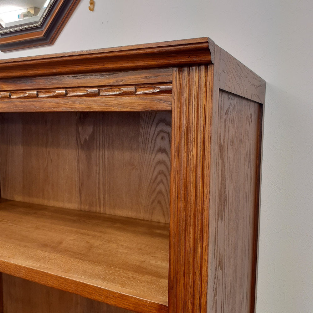 ブックシェルフ 英国アンティーク風オープンキャビネット 本棚 ドアキャビネット 本箱 ブックケース オーク材家具 オーク無垢材 アンティーク風家具 177015