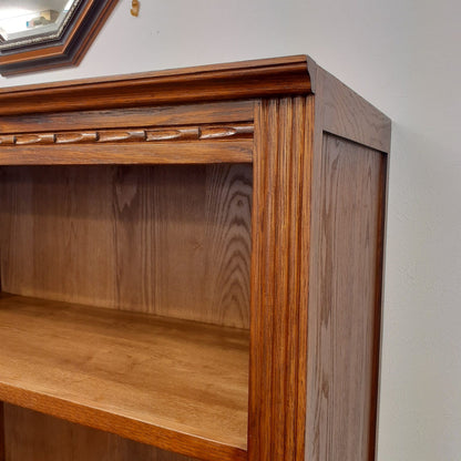 ブックシェルフ 英国アンティーク風オープンキャビネット 本棚 ドアキャビネット 本箱 ブックケース オーク材家具 オーク無垢材 アンティーク風家具 177015