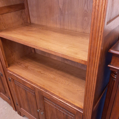 ブックシェルフ 英国アンティーク風オープンキャビネット 本棚 ドアキャビネット 本箱 ブックケース オーク材家具 オーク無垢材 アンティーク風家具 177015