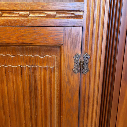 ブックシェルフ 英国アンティーク風オープンキャビネット 本棚 ドアキャビネット 本箱 ブックケース オーク材家具 オーク無垢材 アンティーク風家具 177015