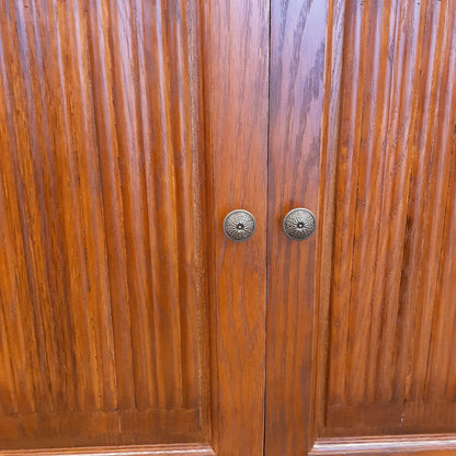 ブックシェルフ 英国アンティーク風オープンキャビネット 本棚 ドアキャビネット 本箱 ブックケース オーク材家具 オーク無垢材 アンティーク風家具 177015