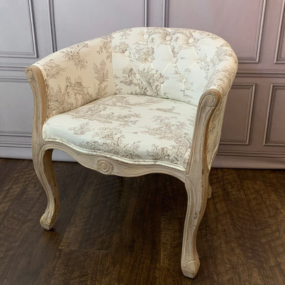 アームチェア フランス ソファ トワルドジュイ フレンチインテリア 椅子 チェア オフホワイト ベージュ 一人掛ソファ フランス製生地 送料無料 17702AC-JY02