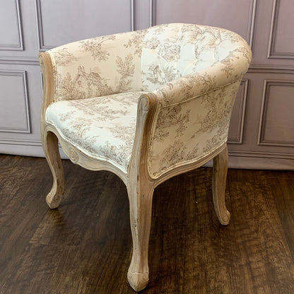 アームチェア フランス ソファ トワルドジュイ フレンチインテリア 椅子 チェア オフホワイト ベージュ 一人掛ソファ フランス製生地 送料無料 17702AC-JY02