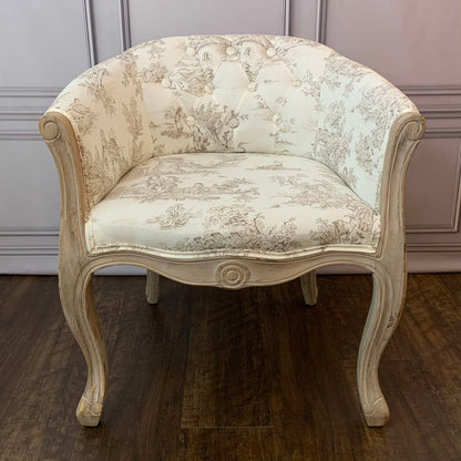 アームチェア フランス ソファ トワルドジュイ フレンチインテリア 椅子 チェア オフホワイト ベージュ 一人掛ソファ フランス製生地 送料無料 17702AC-JY02