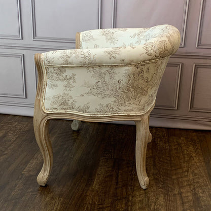 アームチェア フランス ソファ トワルドジュイ フレンチインテリア 椅子 チェア オフホワイト ベージュ 一人掛ソファ フランス製生地 送料無料 17702AC-JY02