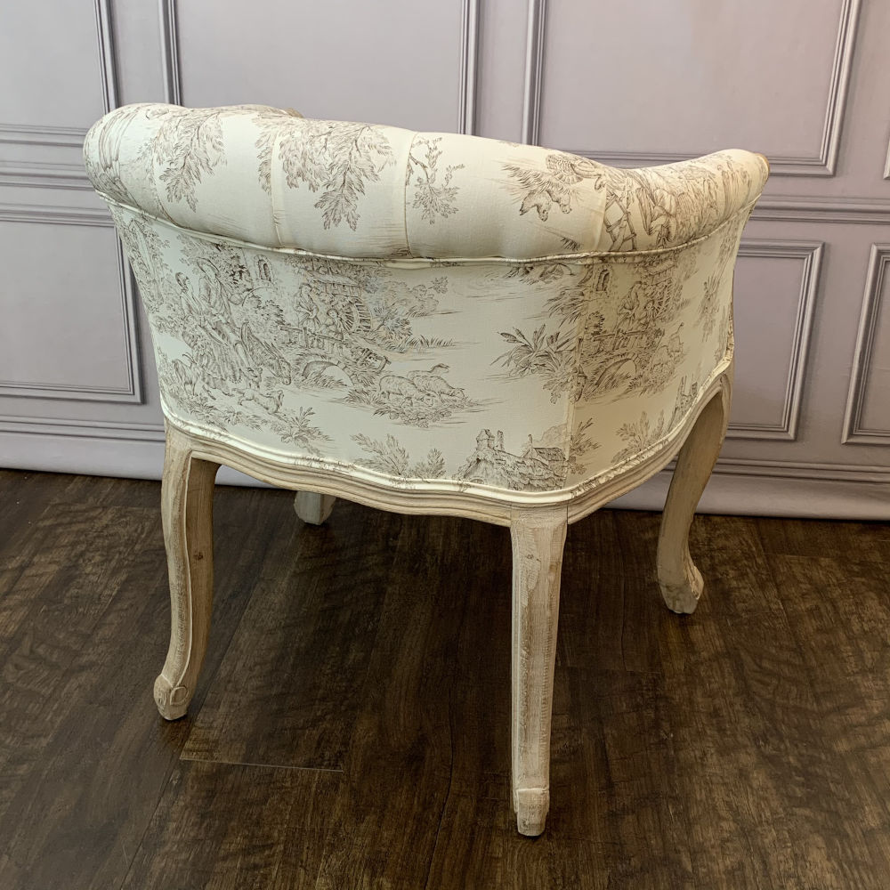 アームチェア フランス ソファ トワルドジュイ フレンチインテリア 椅子 チェア オフホワイト ベージュ 一人掛ソファ フランス製生地 送料無料 17702AC-JY02