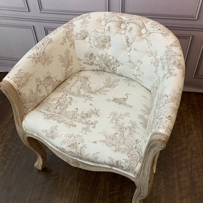 アームチェア フランス ソファ トワルドジュイ フレンチインテリア 椅子 チェア オフホワイト ベージュ 一人掛ソファ フランス製生地 送料無料 17702AC-JY02