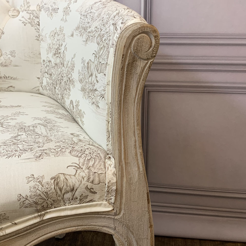 アームチェア フランス ソファ トワルドジュイ フレンチインテリア 椅子 チェア オフホワイト ベージュ 一人掛ソファ フランス製生地 送料無料 17702AC-JY02