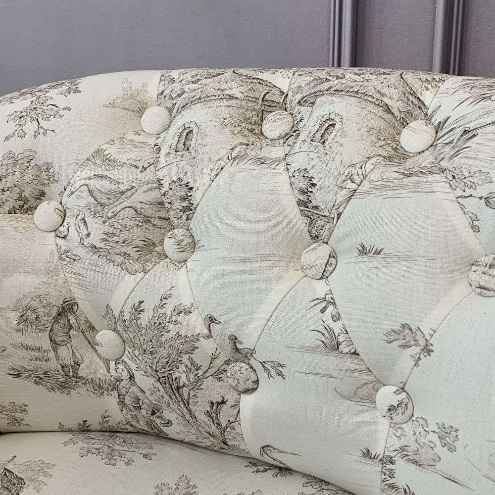 アームチェア フランス ソファ トワルドジュイ フレンチインテリア 椅子 チェア オフホワイト ベージュ 一人掛ソファ フランス製生地 送料無料 17702AC-JY02