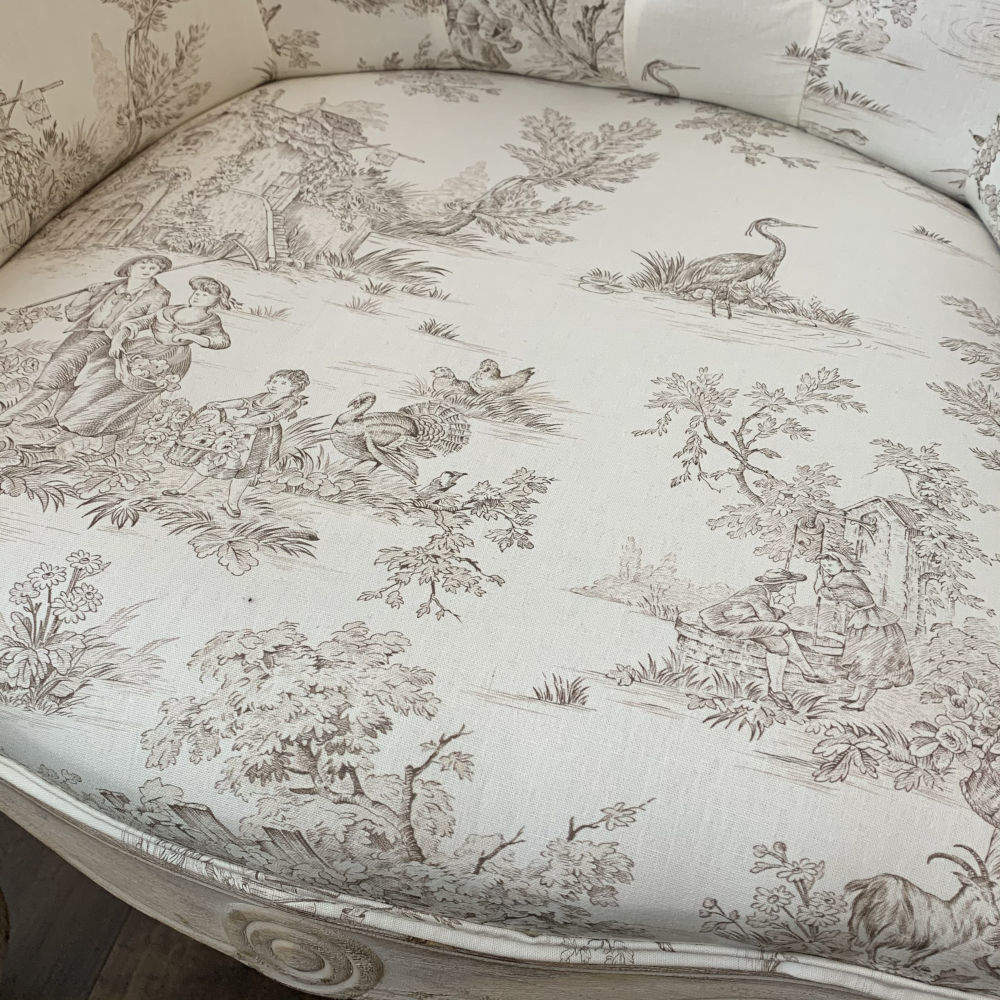 アームチェア フランス ソファ トワルドジュイ フレンチインテリア 椅子 チェア オフホワイト ベージュ 一人掛ソファ フランス製生地 送料無料 17702AC-JY02