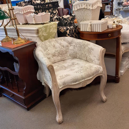 アームチェア フランス ソファ トワルドジュイ フレンチインテリア 椅子 チェア オフホワイト ベージュ 一人掛ソファ フランス製生地 送料無料 17702AC-JY02