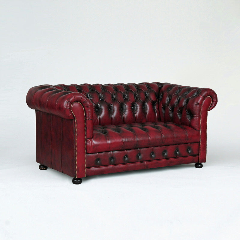ソファ 2人掛ソファ チェスターフィールドソファ 二人掛ソファ 本皮ソファ レッド アンティーク仕上げレザーソファ ラブチェア ウォッシュオフ 送料無料 210005