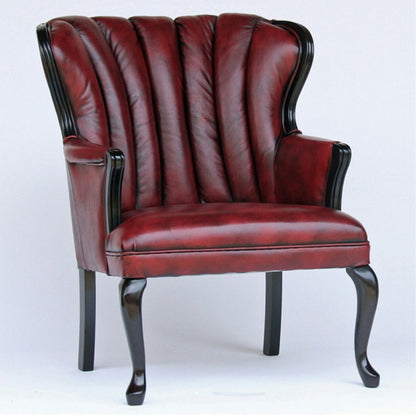 ソファ 1人掛けソファ アームチェア ウイングチェア シェルバックチェア 一人掛けソファ 椅子 おしゃれ 本革製 皮革 レッド 赤 Chair 210036