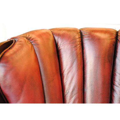 ソファ 1人掛けソファ アームチェア ウイングチェア シェルバックチェア 一人掛けソファ 椅子 おしゃれ 本革製 皮革 レッド 赤 Chair 210036