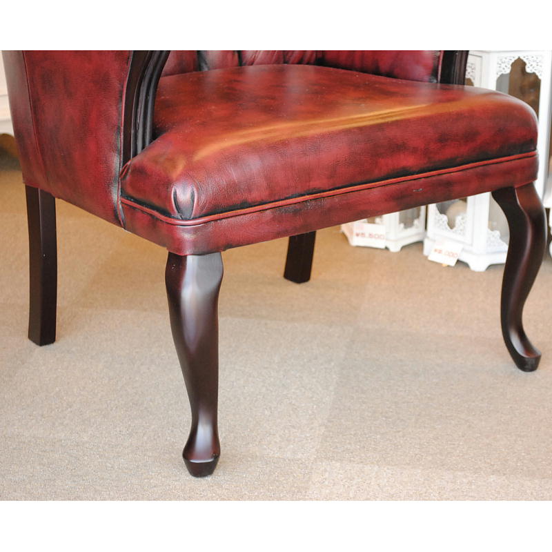 ソファ 1人掛けソファ アームチェア ウイングチェア シェルバックチェア 一人掛けソファ 椅子 おしゃれ 本革製 皮革 レッド 赤 Chair 210036