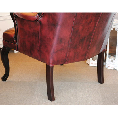 ソファ 1人掛けソファ アームチェア ウイングチェア シェルバックチェア 一人掛けソファ 椅子 おしゃれ 本革製 皮革 レッド 赤 Chair 210036