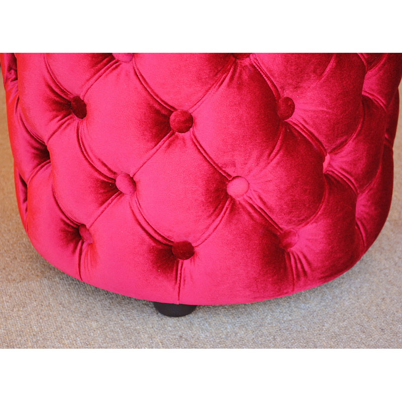 スツール シャビーシック ボタン留め レッド ベルベット フレンチスツール 椅子 赤 イタリアン フレンチ クラシック オットマン アンティーク調 姫系家具 221174