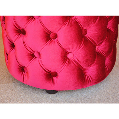 スツール シャビーシック ボタン留め レッド ベルベット フレンチスツール 椅子 赤 イタリアン フレンチ クラシック オットマン アンティーク調 姫系家具 221174